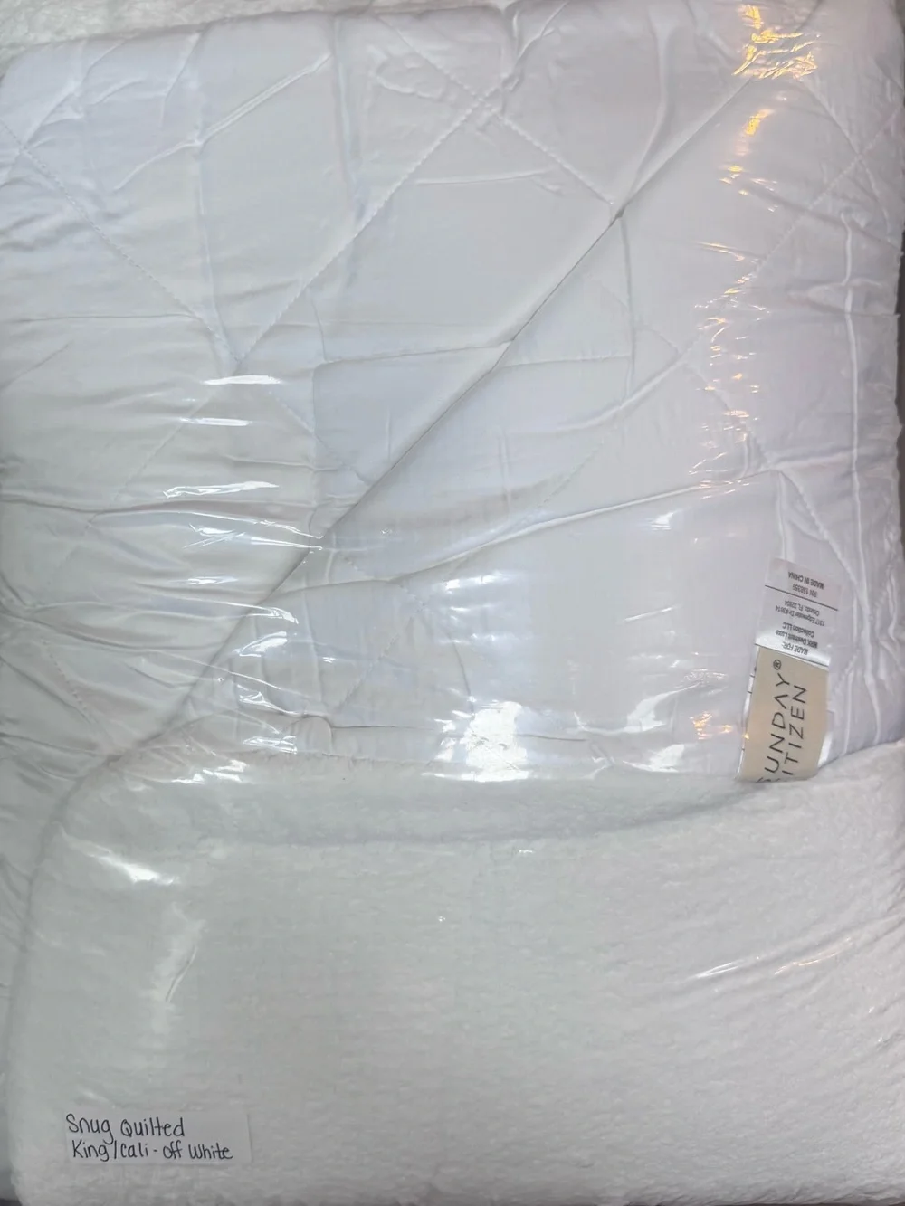 Sunday Citizen Snug Quilted Comforter King Cal King Off-White Luxury, NWOT